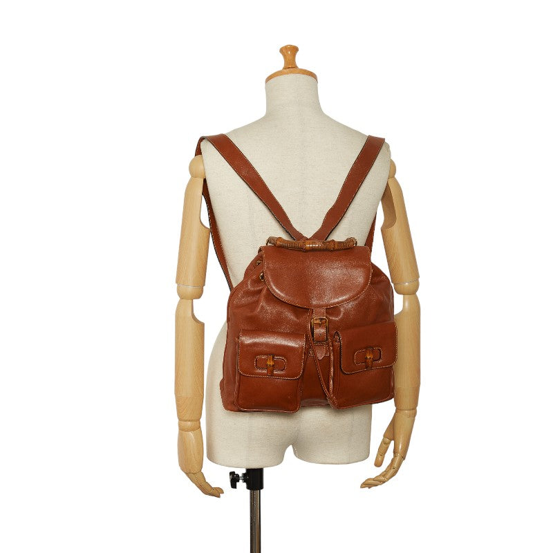 GUCCI Bamboo Backpack in Leather Brown 1998