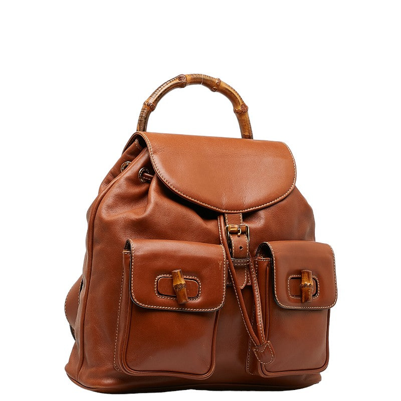 GUCCI Bamboo Backpack in Leather Brown 1998