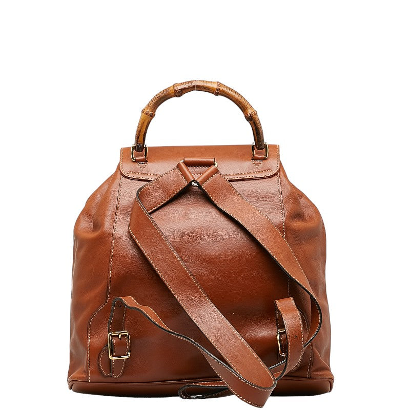 GUCCI Bamboo Backpack in Leather Brown 1998