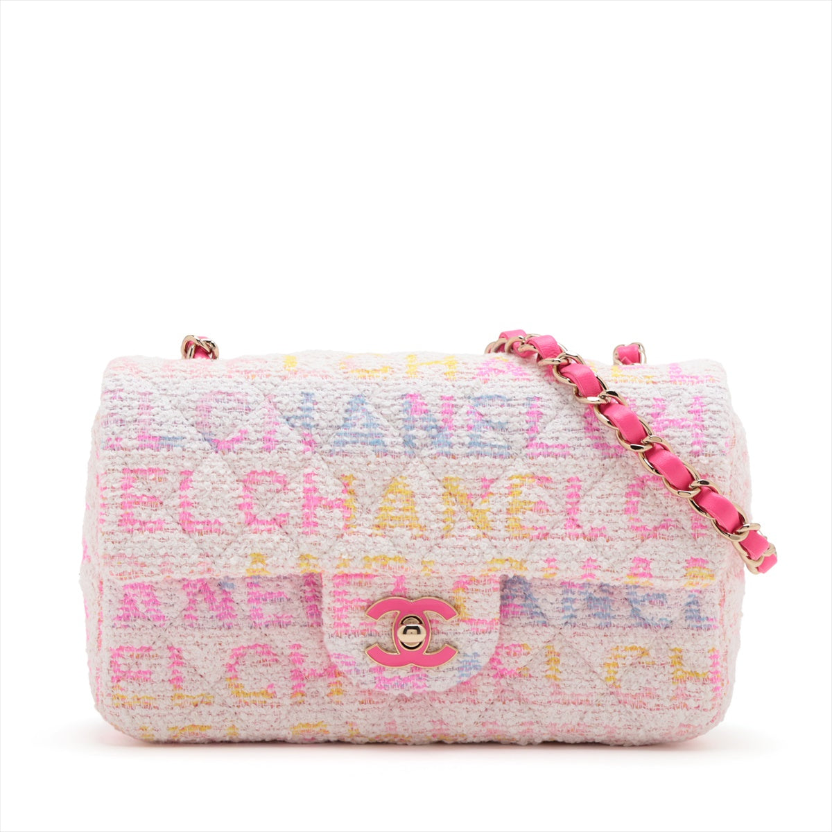 Chanel Mini Mattrasse 20 Pile Single Flap Single Chain Bag White X Pink G  A69900