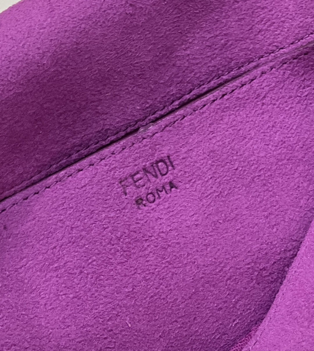 Fendi Baguette Chain Midi Purple FF Fabric Bag