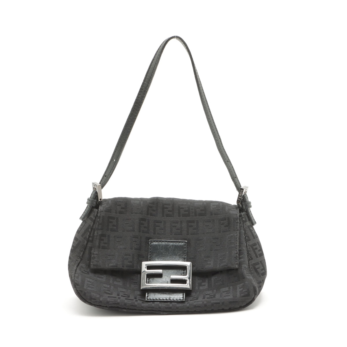 Fendi Mamma Bucket  Canvas  Leather Handbag Black 8BR180