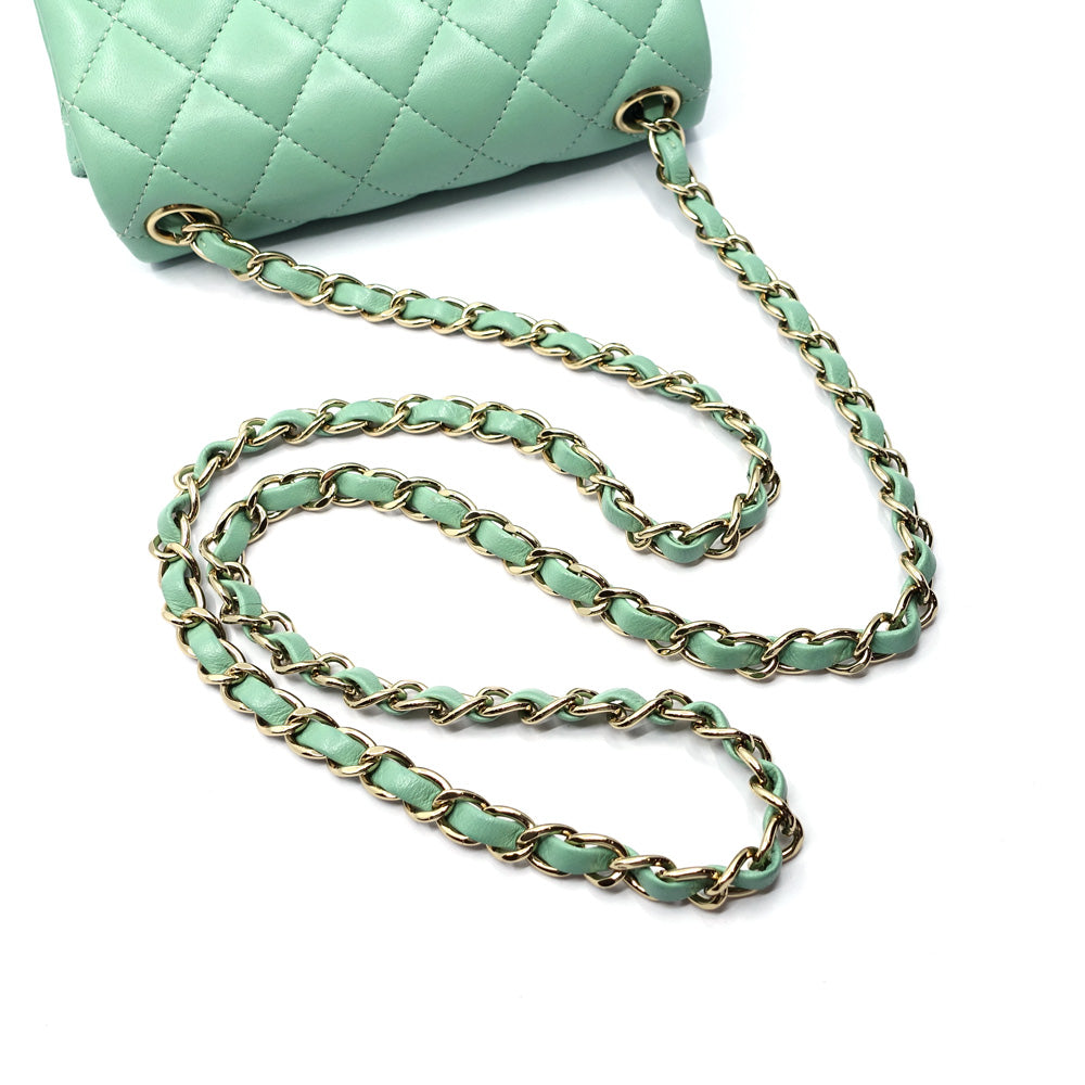 Chanel Mini A35200 Chain Shoulder Bag  Turn-Lock Green