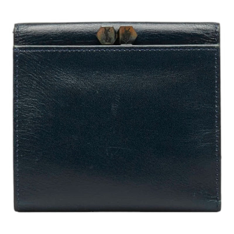 Saint Laurent Folded Wallet in Leather Navy Orange