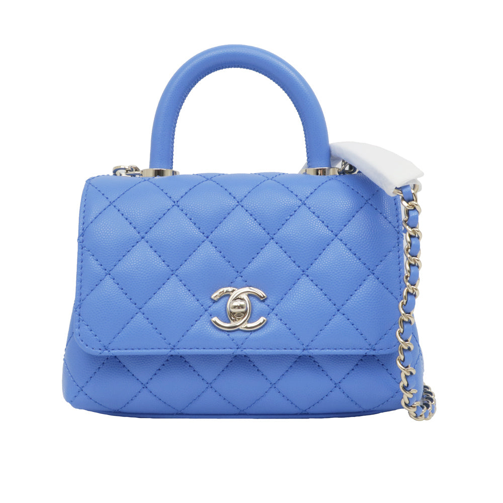 Chanel Coco Handle XXS Green  S Handbag Blue Sheldon GD Gware AS2215