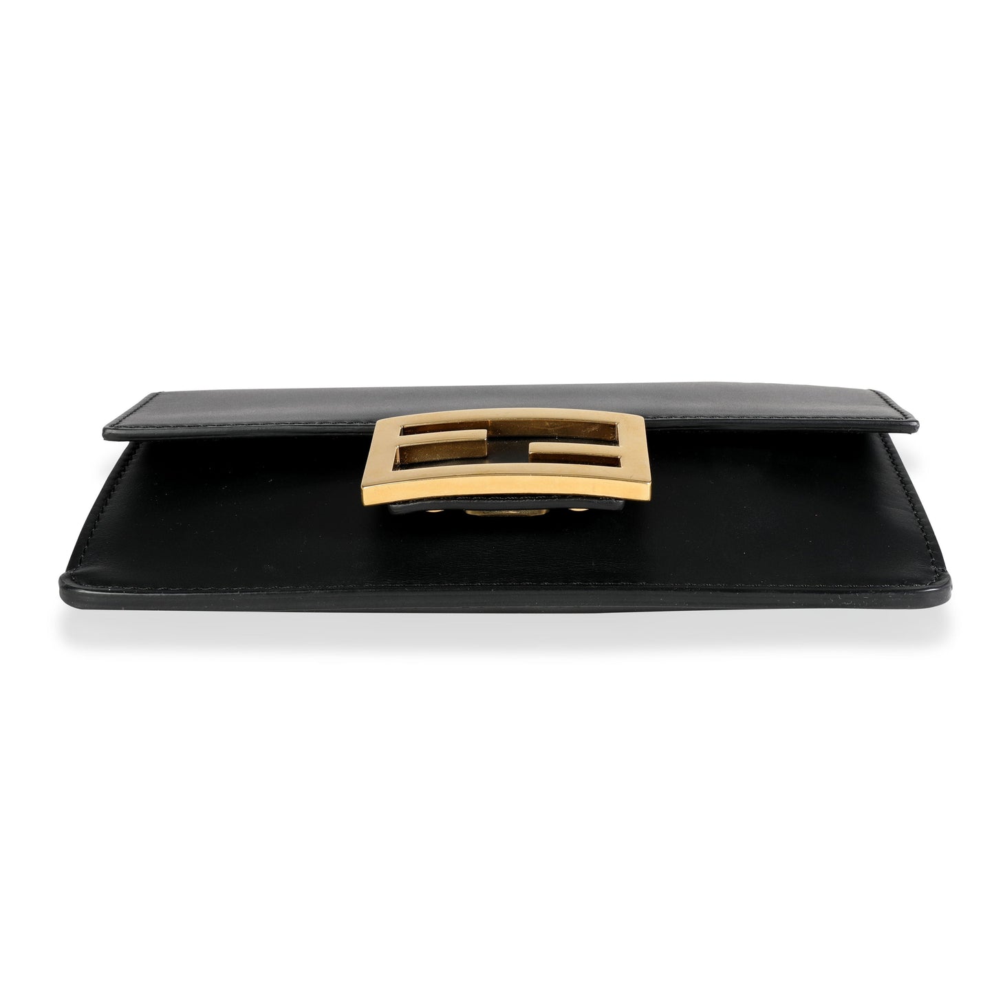 Fendi Black Calfskin Mini Flat Baguette with Black 'Strap You' Strap