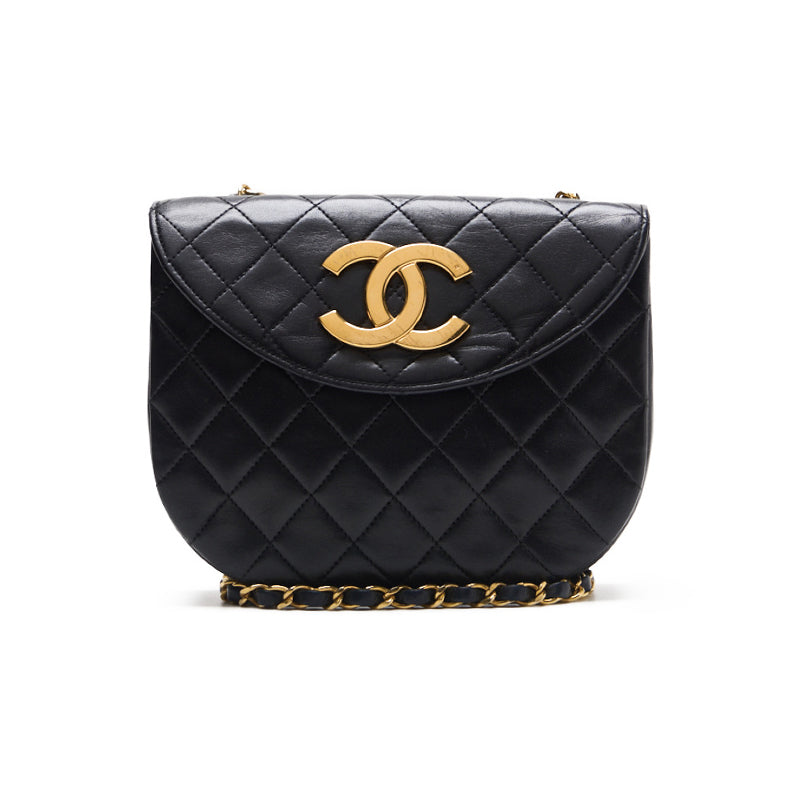 CHANEL DECACOCO ROUND FLAPP PUSH LOCK CHAIN SHOULDER Lambskinkin BLACK (GOLDEN GOLD) SHOULDER BAG MINICULAR SHOULDER BAG LADY SHOULDER BAG LADY HYBRAND ONLINE