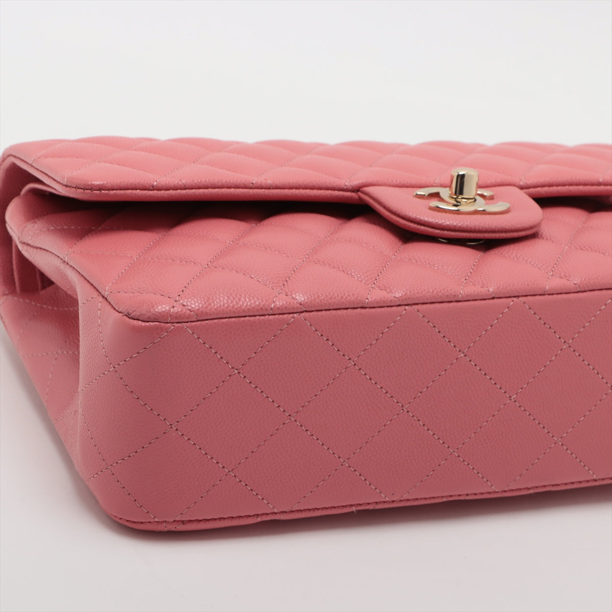 Chanel Matrasse 25 Caviar S Double Flap Double Chain Bag Pink G  28th A01112