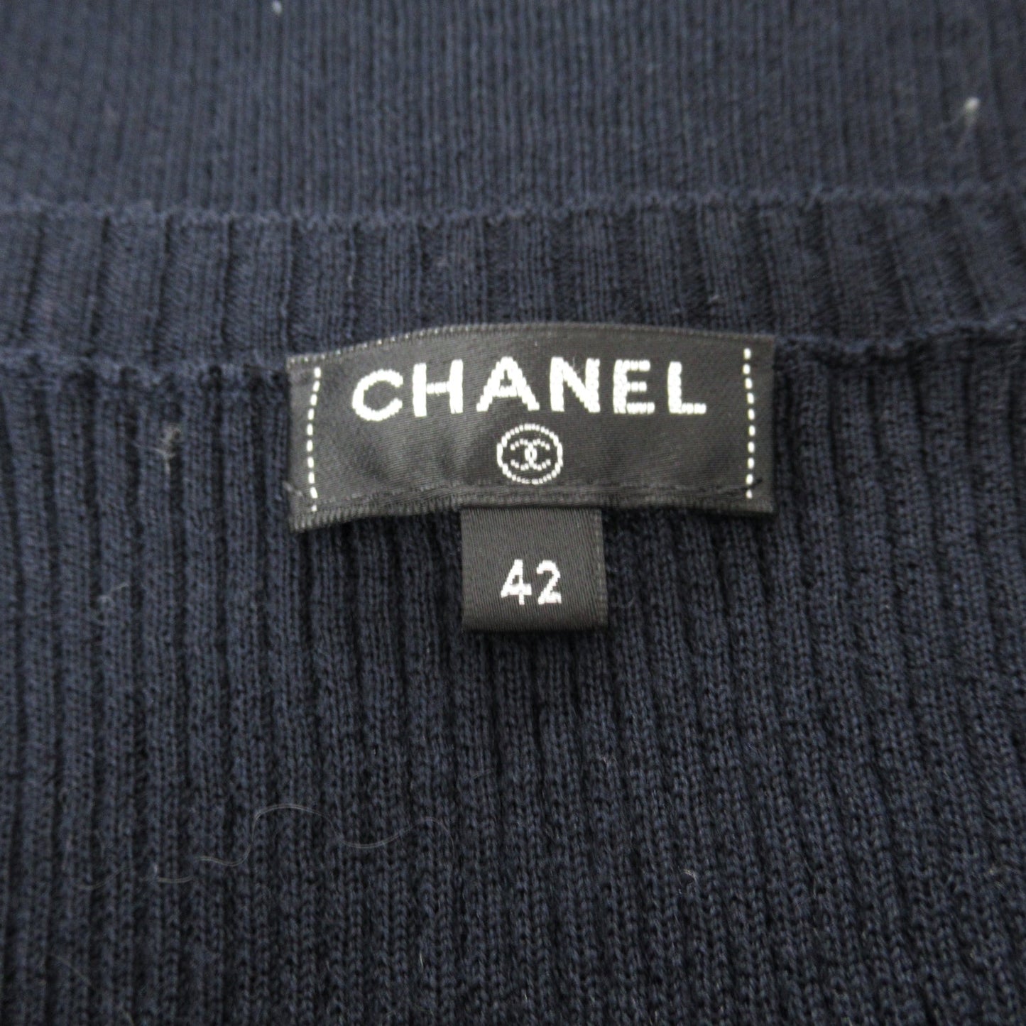 Chanel Half-Hand   Tops Wool  Navy P57026K07446