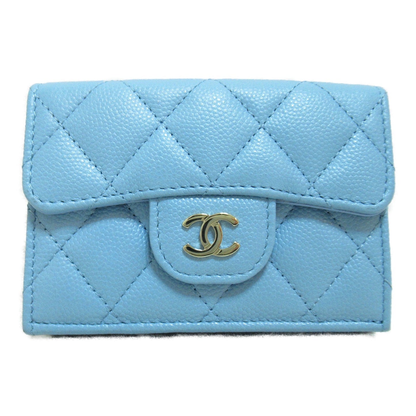 Chanel Three Fold Wallet Three Folded Wallet Caviar S (Green )  Blue