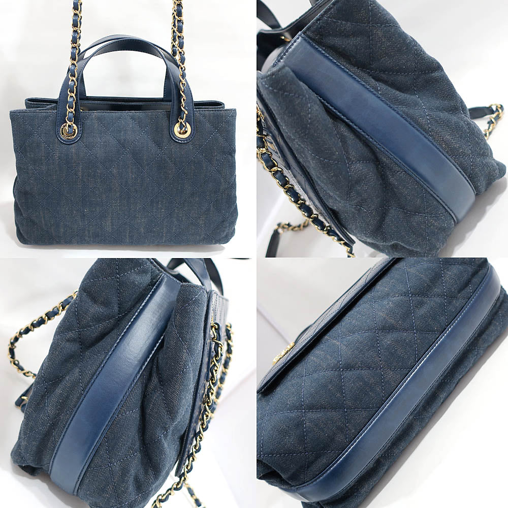 CHANEL Bag Matrasse A93559 Denim/Leather Blue  G  CC Mark 2WAY Hand/Chain Shoulder Woman 23rd /8-digit  Certificate Box