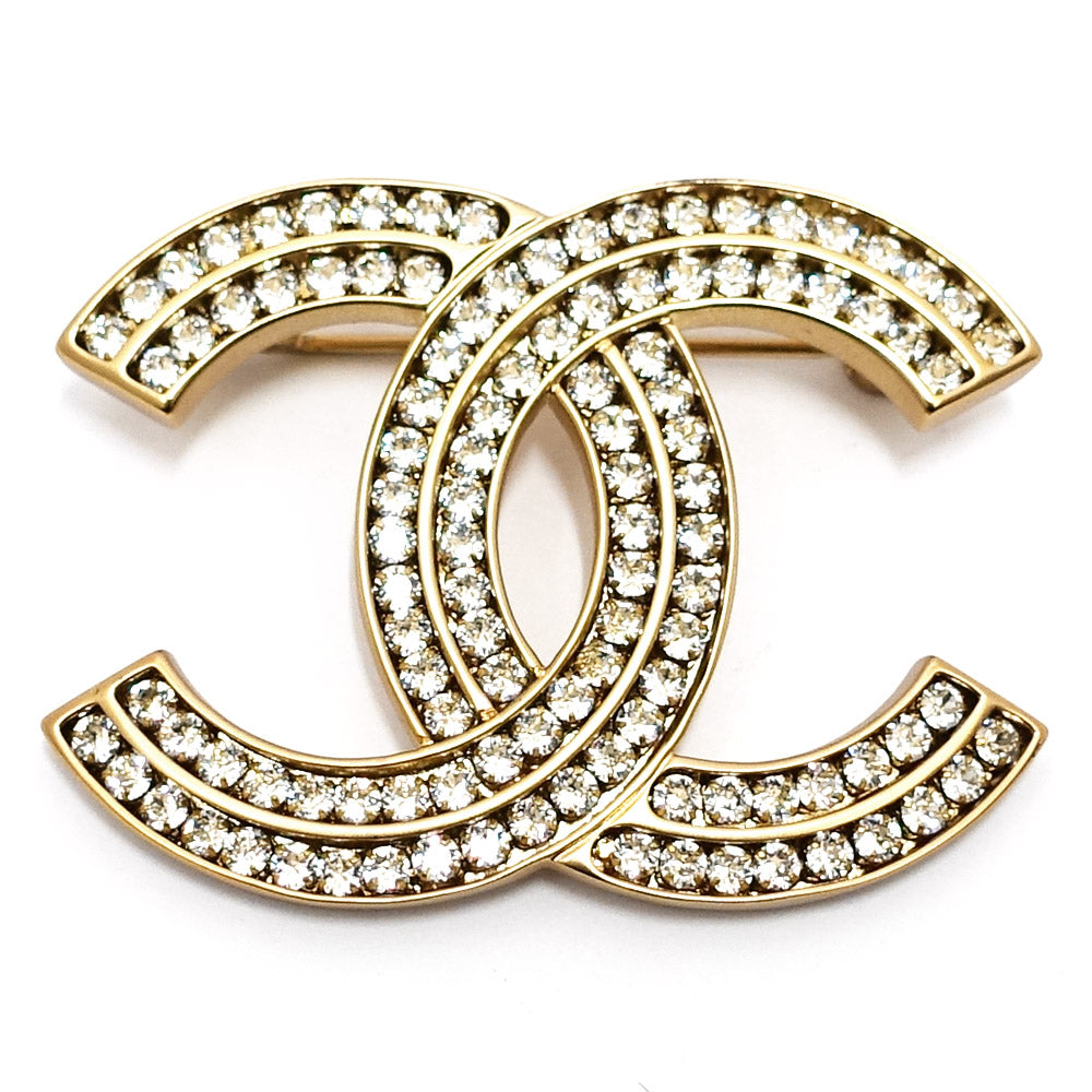 Chanel Brooch Coco Rhinestone A21C G Gold Accessoires Mini GP