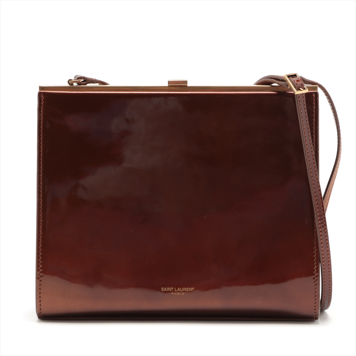 Saint Laurent  Patent Leather Shoulder Bag Brown 762288