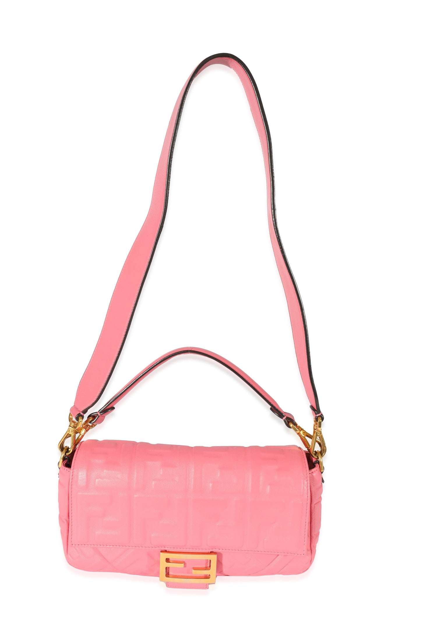 Fendi Pink Leather Zucca Medium Baguette NM