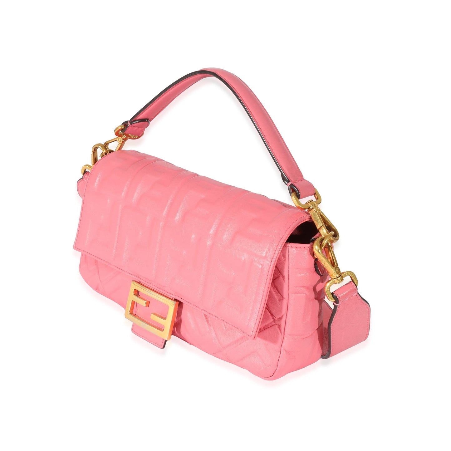 Fendi Pink Leather Zucca Medium Baguette NM