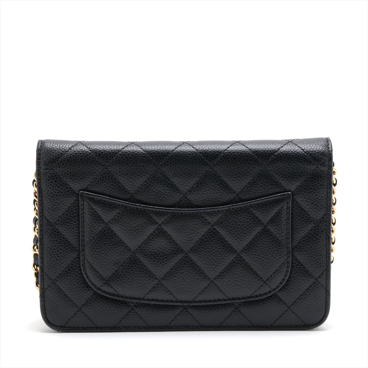 Chanel Matrasse Caviar S Chain Wallet Black G