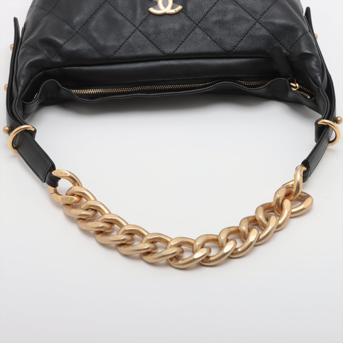 Chanel Lambskin  Chain Shoulder Bag Black G  AS2910 ay