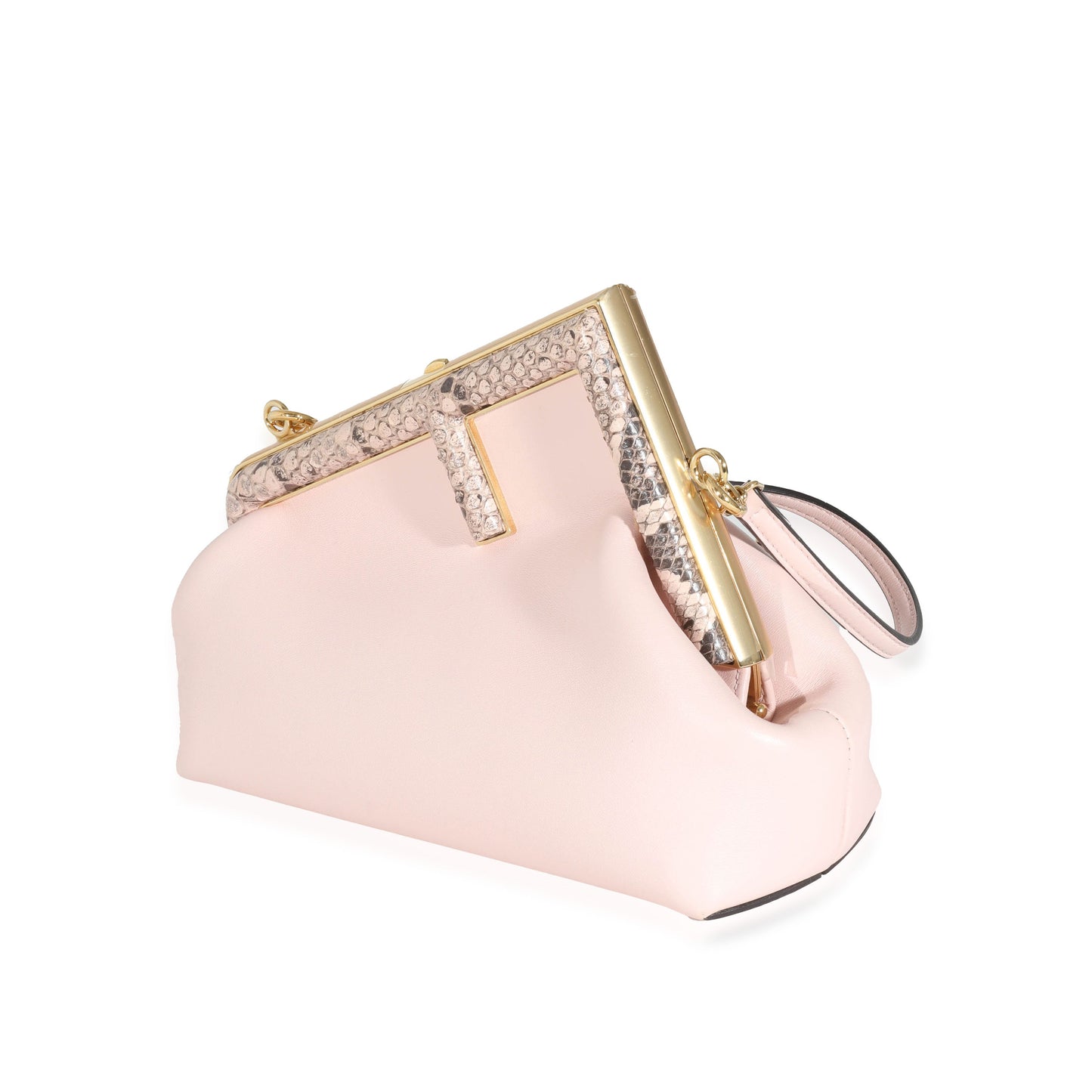 Fendi Pink Nappa Python Leather Small First Pouch