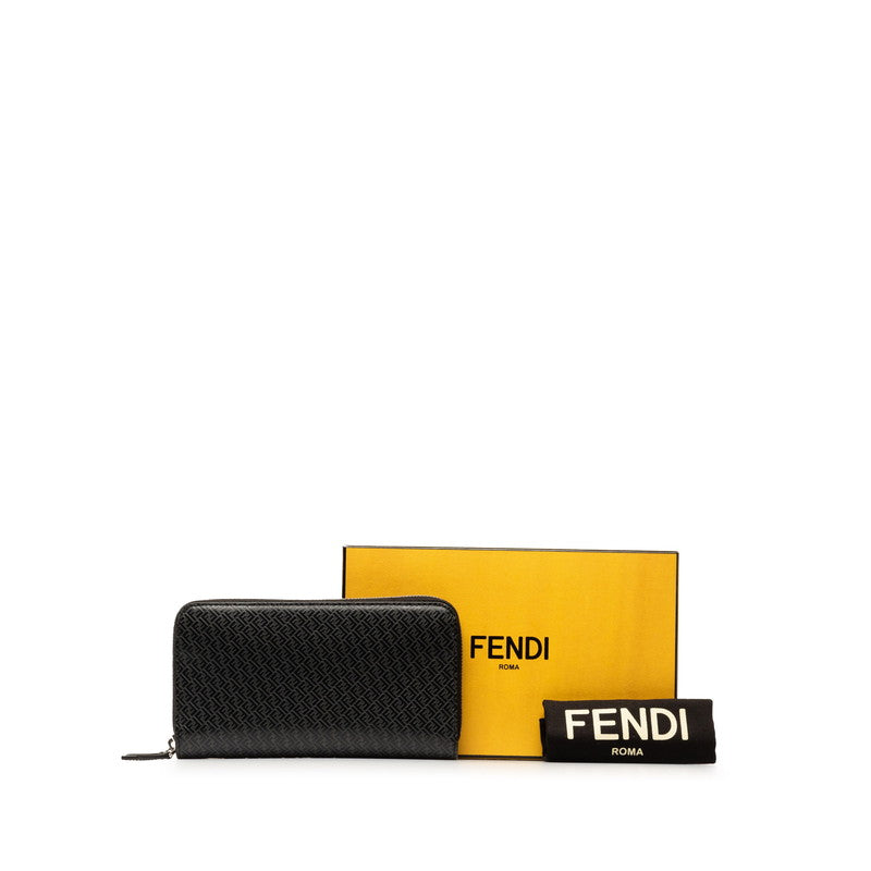 Fendi Microso Round Long Wallet 7M0210 Black Leather  Fendi