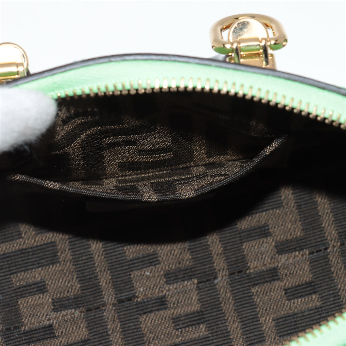 Fendi Byzaw Mini Leather Handbag Green 8BS067 Strap Parts