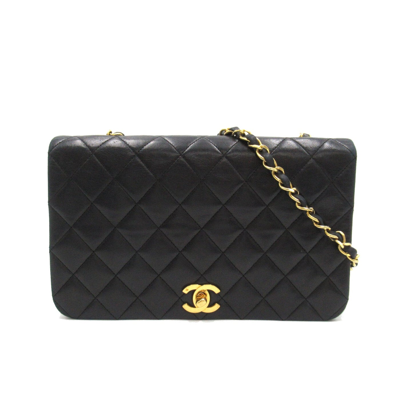 Chanel Single Flap Chain Shoulder Bag Single Flat Chain Shoulder Bag  Black