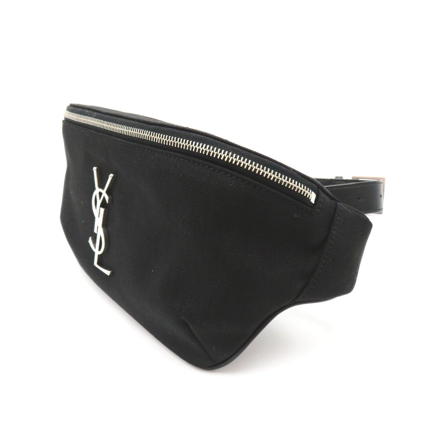 Saint Laurent Classic Monogram Belt Bag Waist Bag Body Bag Linen Leather Mens Black Nero 590076GIV6E1000