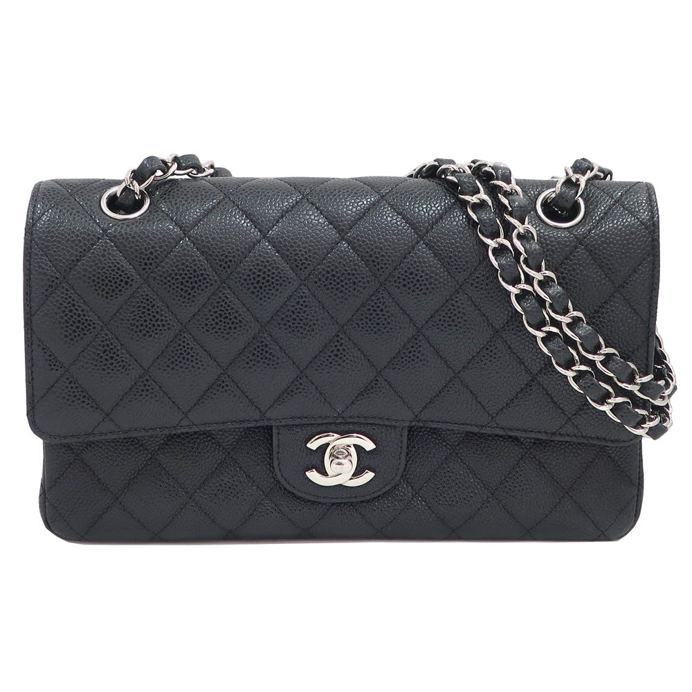 Chanel Bag Matrasse 25 A01112 Chain Shoulder CC Mark W Flap Caviar S BK/SV G  Women 19th Eight-digit   Card  Bag Box