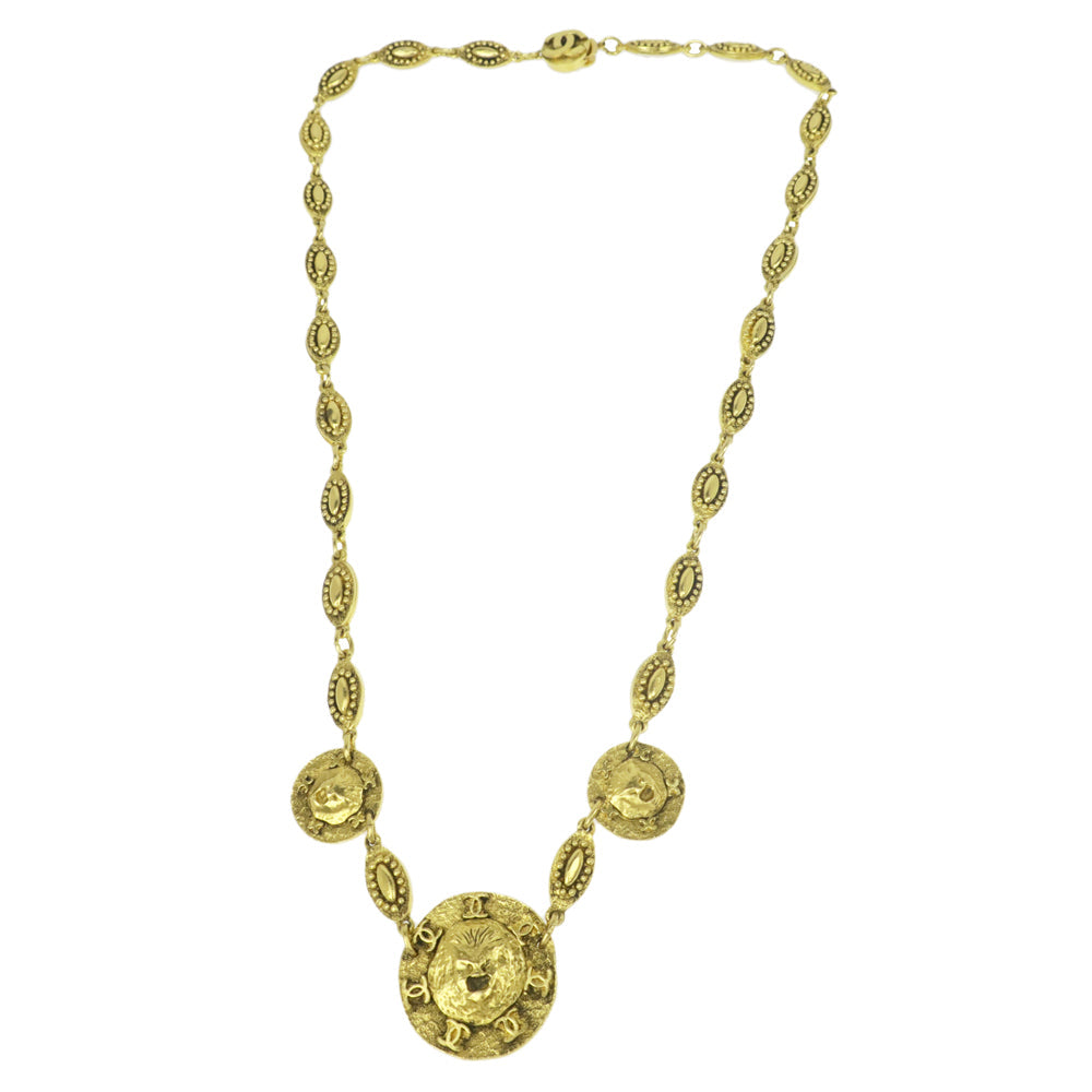 Chanel vint necklace lion 3101 g pendant accessories