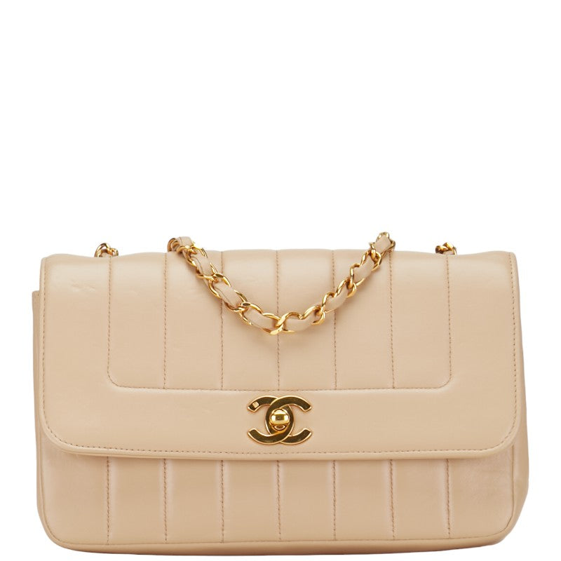 Chanel Mademoiselle Chain Shoulder Bag Beige Leather  Chanel