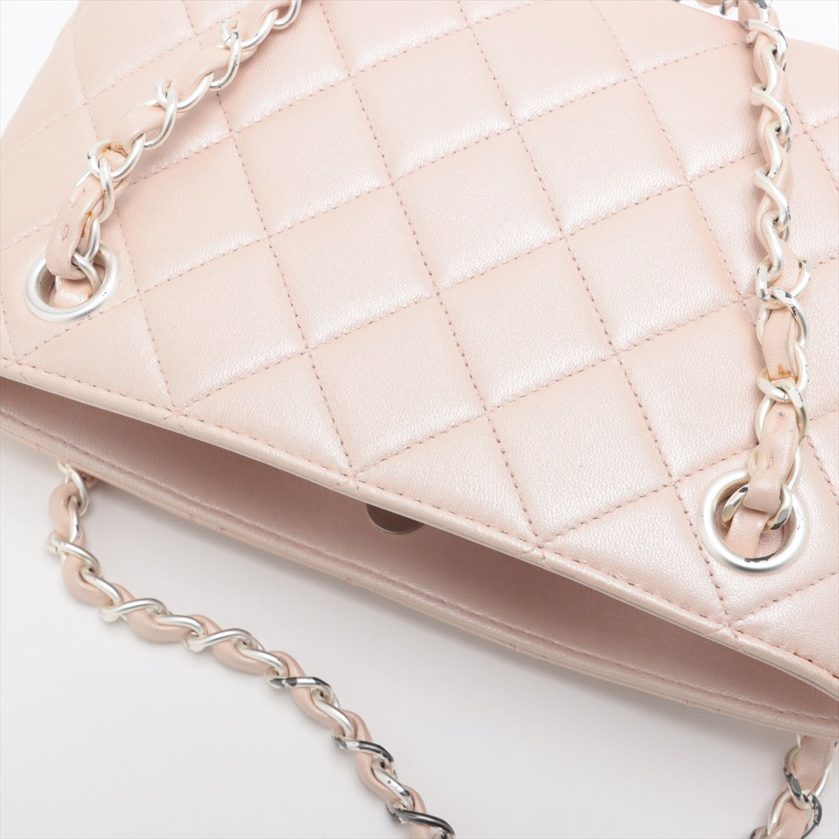 Chanel Matrasse Leather Chain Handbag Pink Silver G  6th