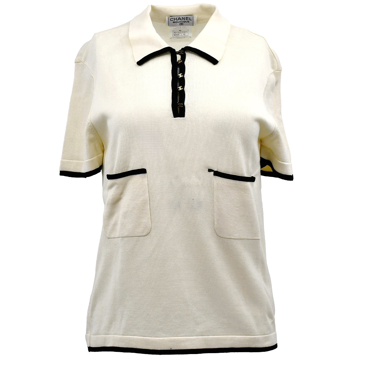 Chanel Polo T-shirt White 96C #42