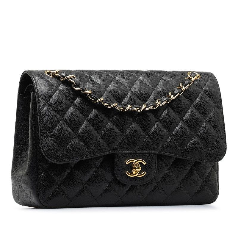 Chanel Decamatrasse 30 Coco Double Flap Chain Shoulder Bag Black Caviar S  CHANEL