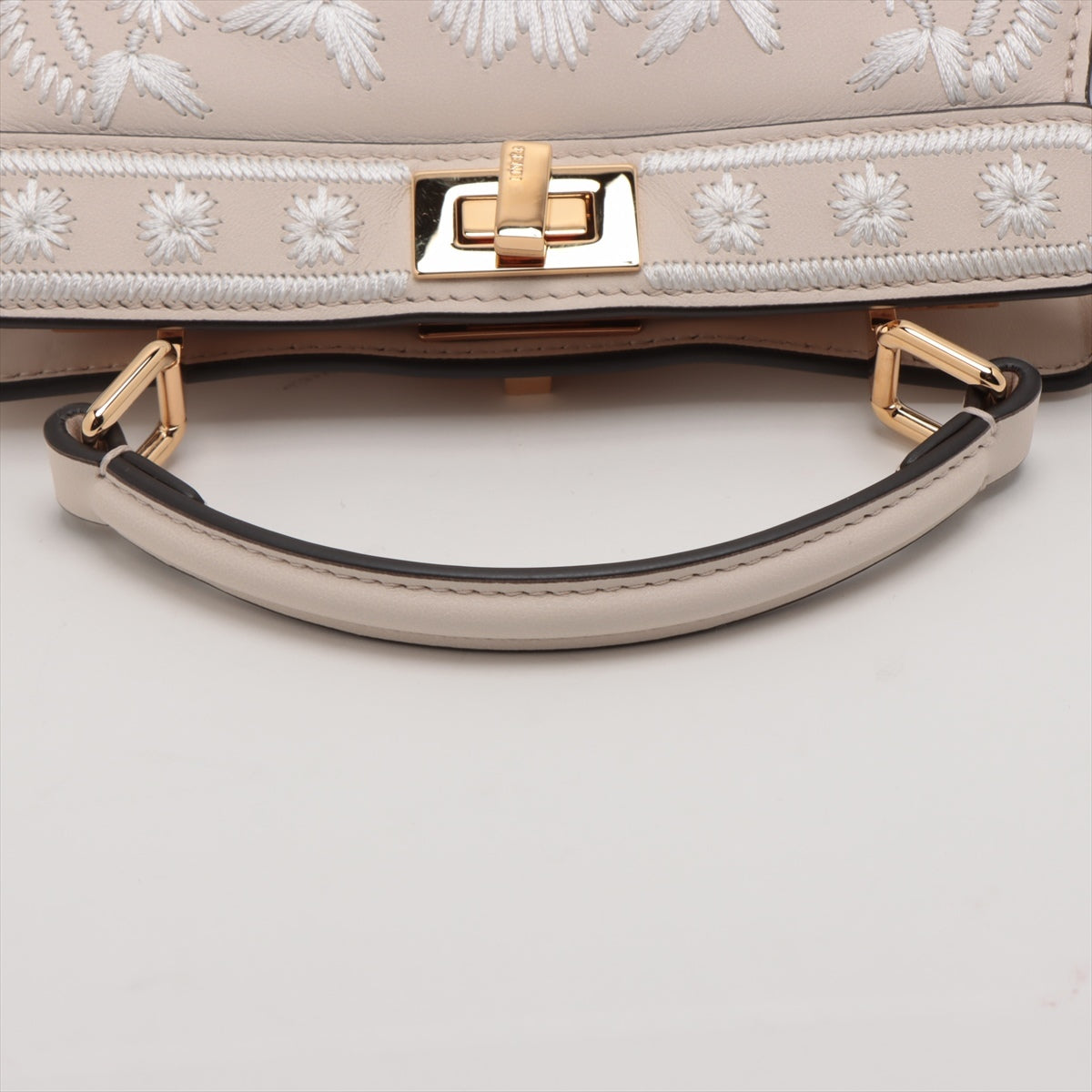 Fendi Peekaboo Icy Yu Mini Leather 2WAY Handbag White 8BN335