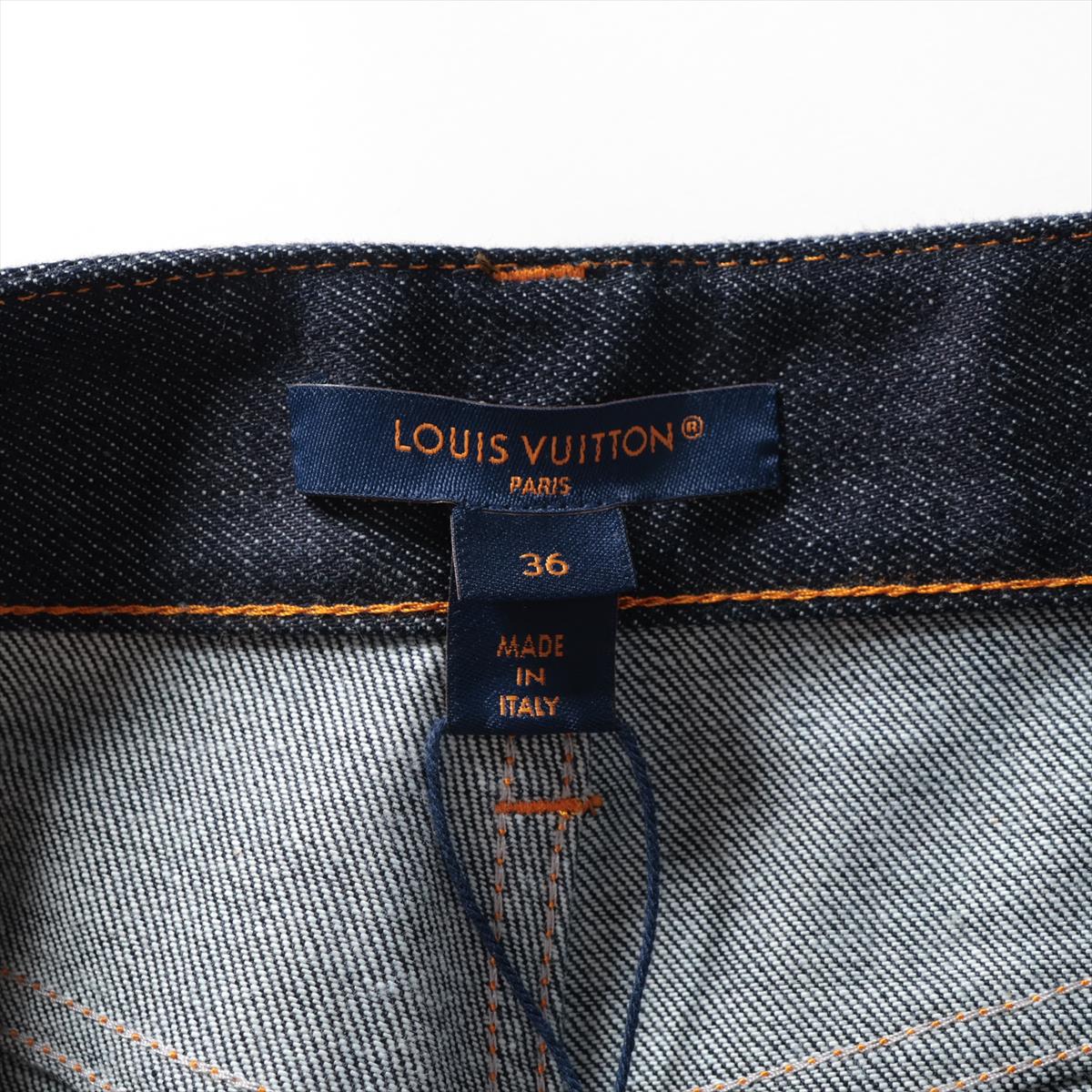 Louis Vuitton 23AW Cotton Denim Pants 36  Navy Monogram Shoes RW232W