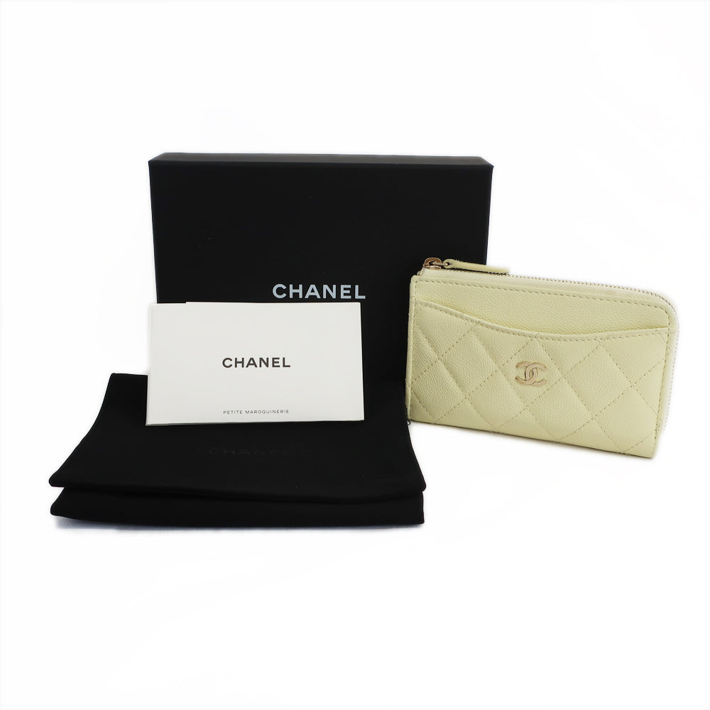 Chanel Coin Box Card Box L   Yellow Caviar S G  Coco Wallet Small