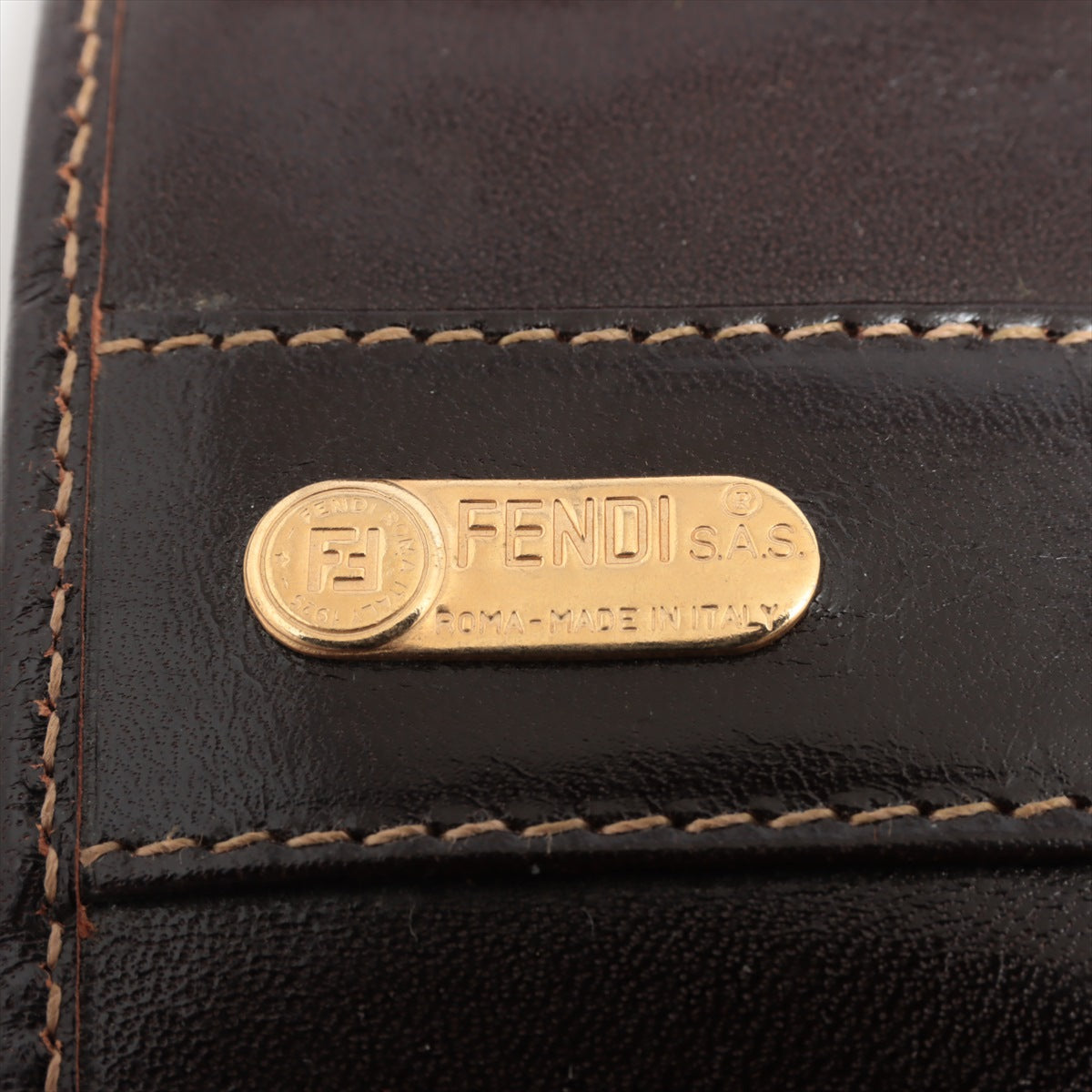 Fendi canvas x leather wallet Brown