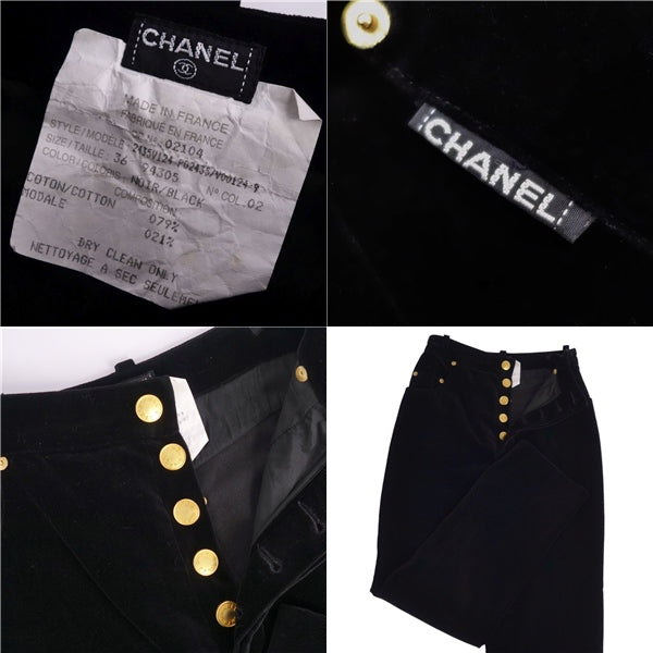 Chanel Chanel Pants  White G Logo Button Rebecca Bottoms  36 (S Equivalent) Black