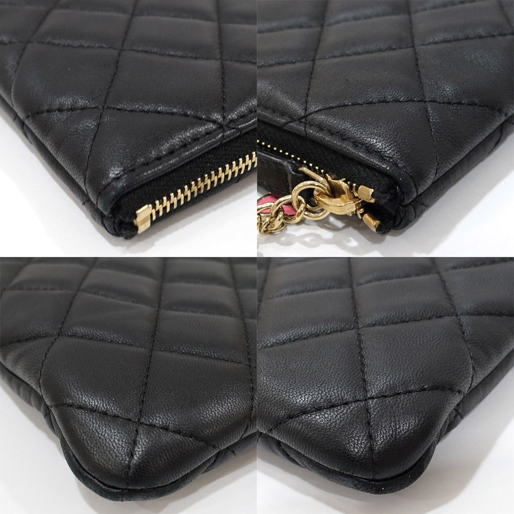 CHANEL MATRACE COCOMARK CRATCH BAG Lambskinkin BLACK BAG HANDBAG HANDBAG HANDBAG