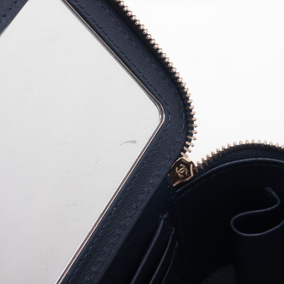 Chanel Lambskin  Chain Shoulder Bag Vanity Navy G  AP2846