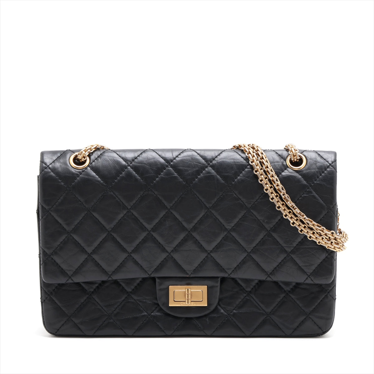 Chanel Matrasse 2.55 Maxim Vintage  Double Flap Double Chain Bag Black G  17th A37590