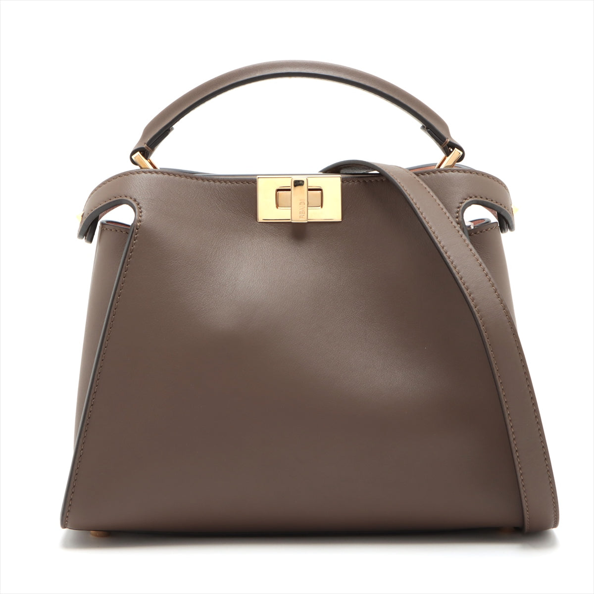 Fendi Peekaboo Essential Leather 2WAY Handbag Brown 8BN302