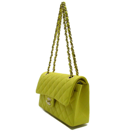 Chanel Double Flap Chain Shoulder Bag Double Flat Chain Shoulder Bag Caviar S (Green )  Yellow  ()