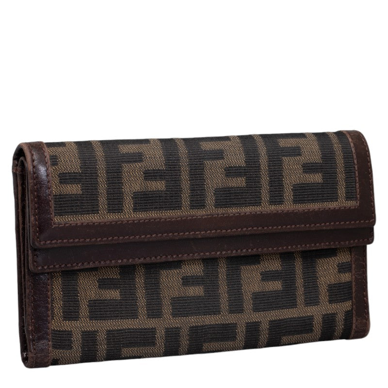 Fendi Zuka Long Wallet Long Wallet 31078 Brown Canvas Leather Ladies Fendi