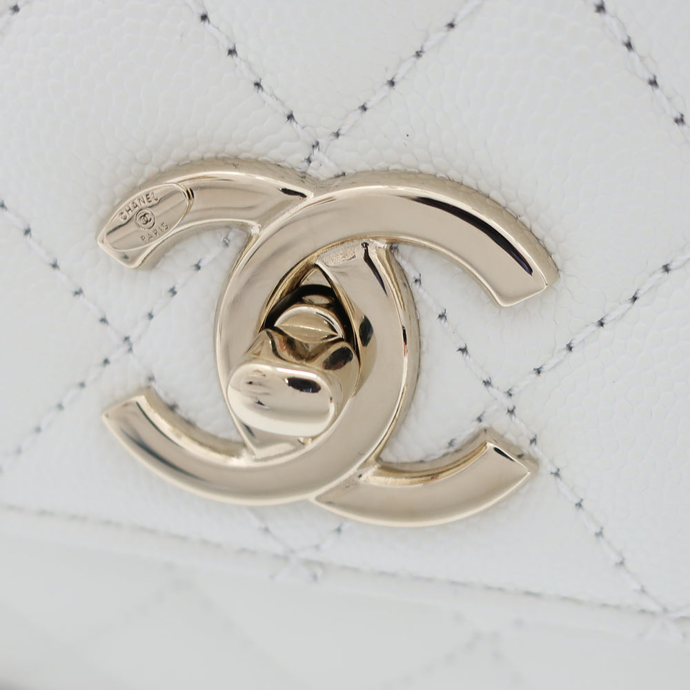 【Chanel】Chanel Coco Handle 28 Shoulder Bag Caviar S Handbag G  A92991 White White  【New】【Unused】