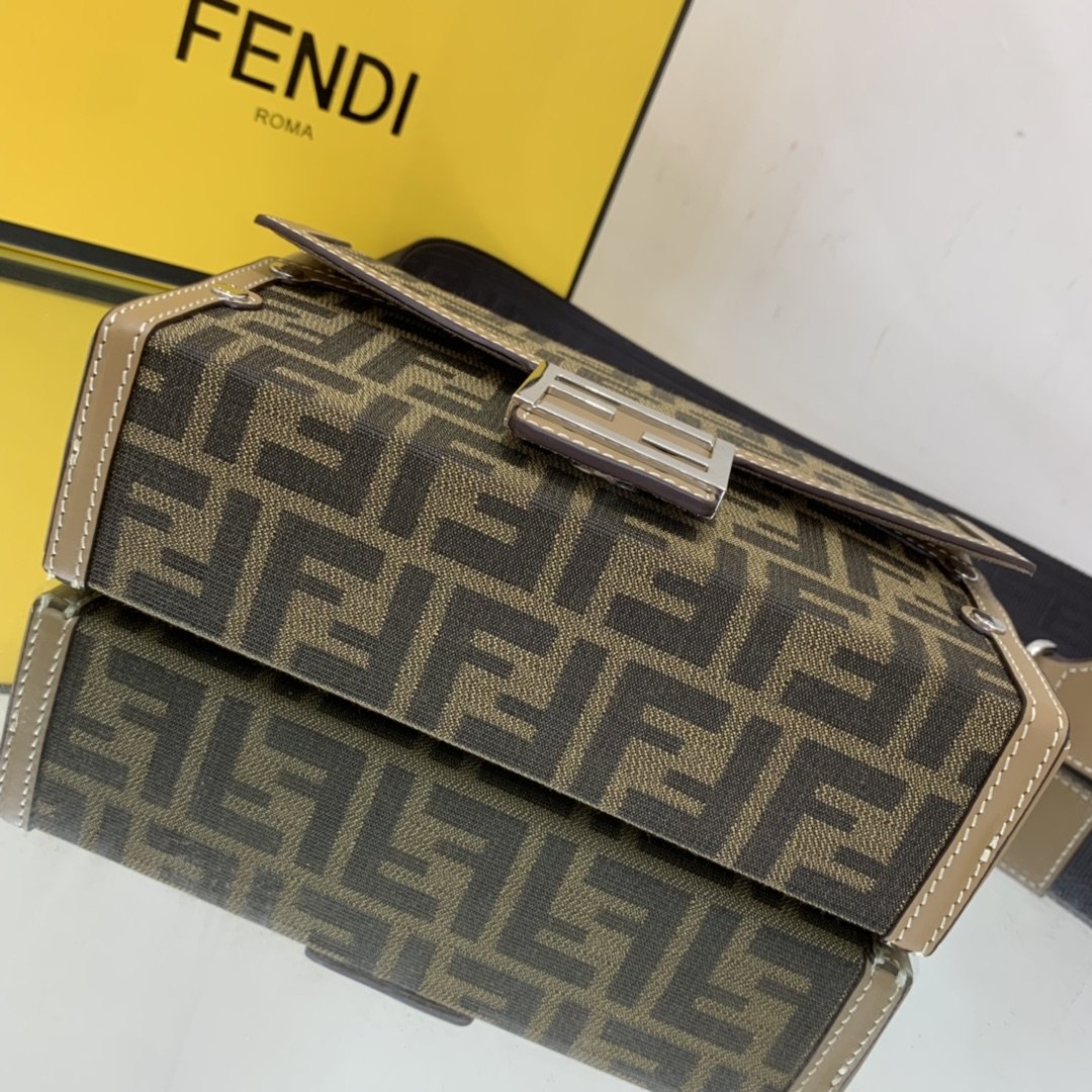 Fendi Baguette Soft Trunk Mini Beige Bag For Woman 10cm/4in