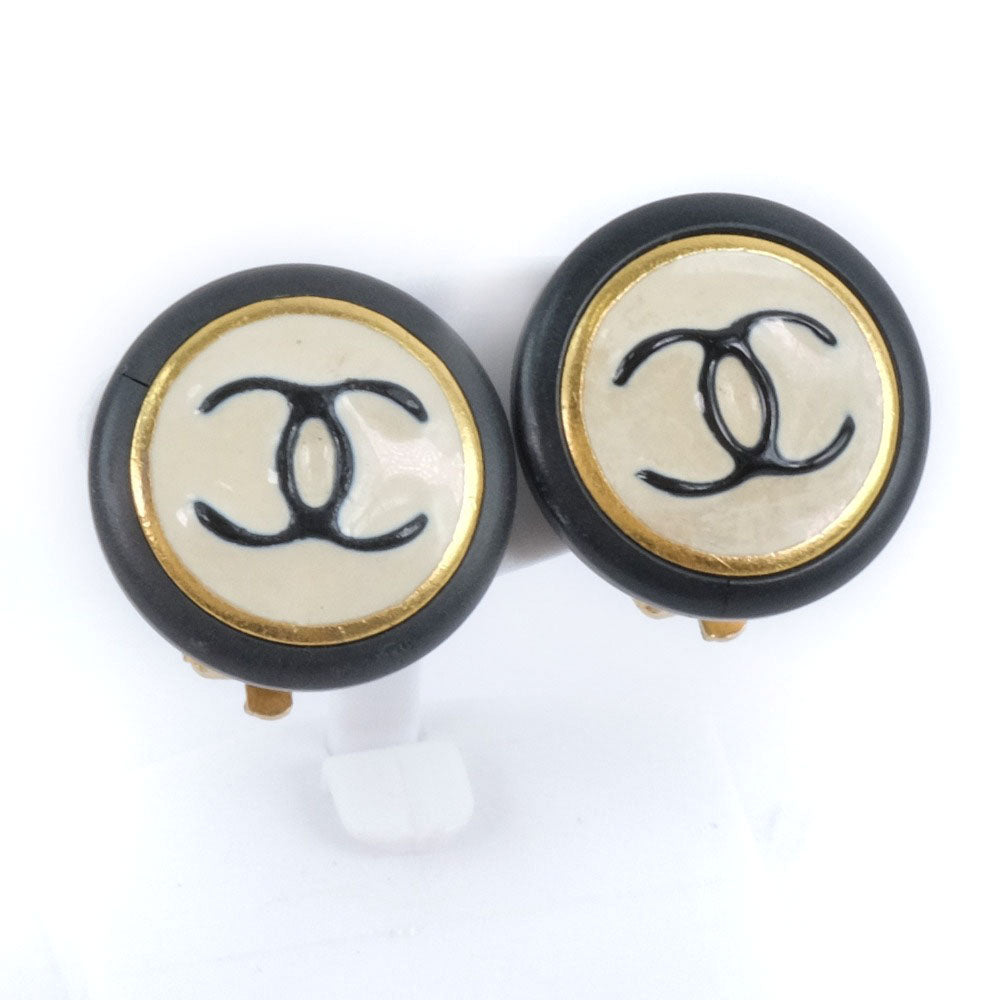 Chanel Chanel Coco Mark Earring Black 97P  6.5g Coco Mark