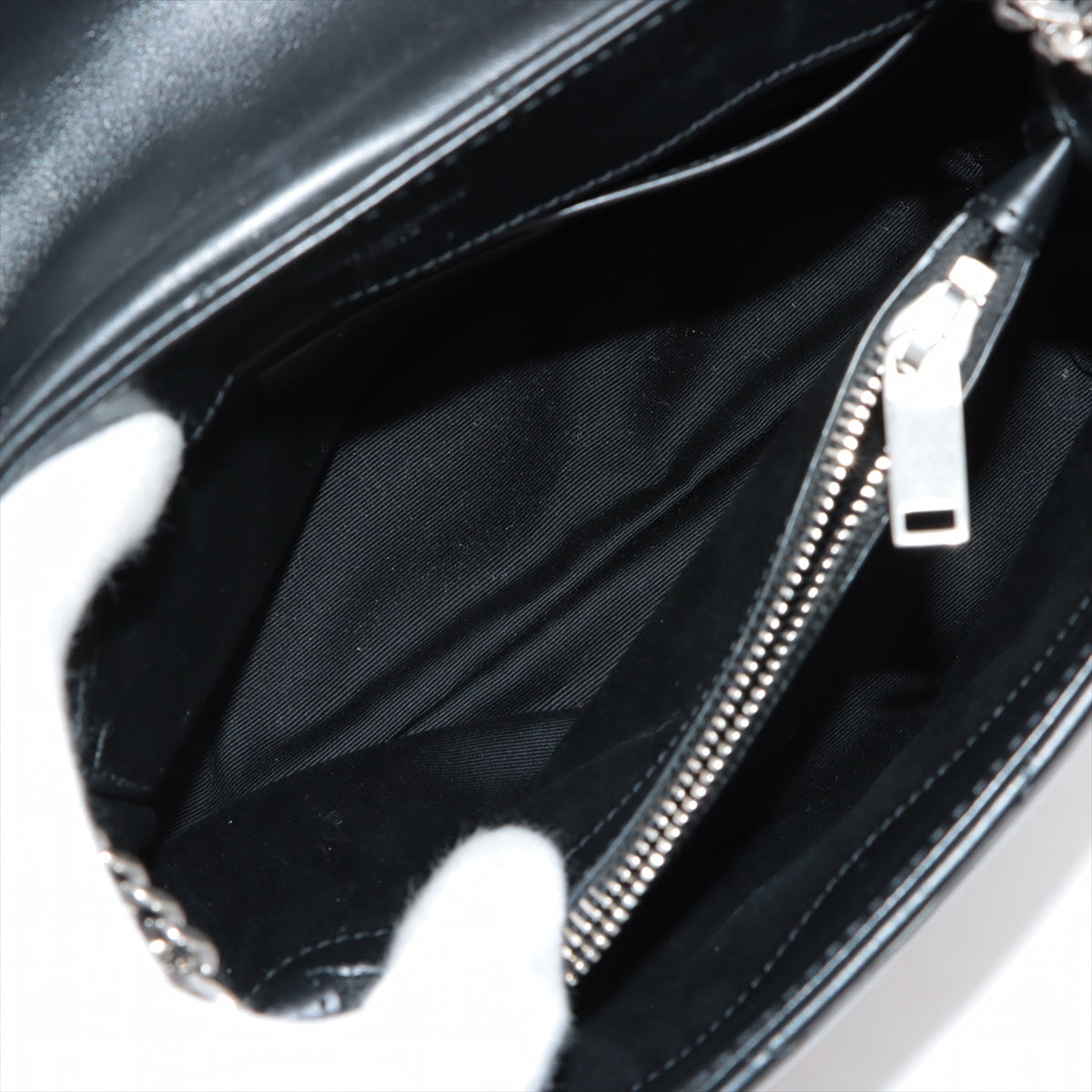 Saint Laurent Mule Leather Chain Shoulder Bag Black 494699