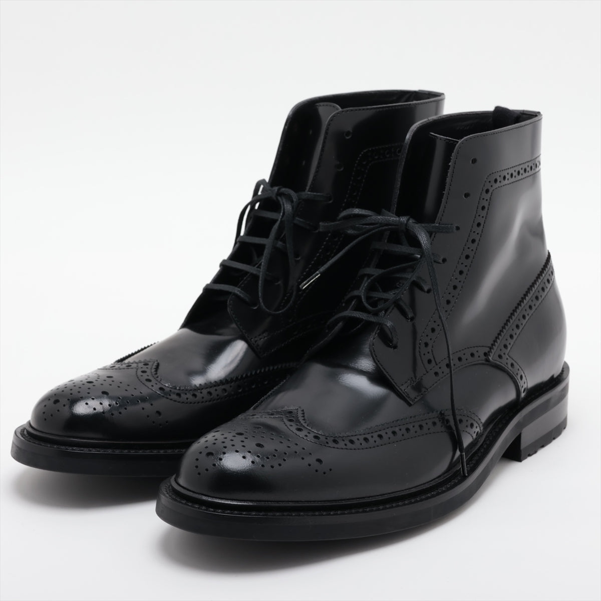 Saint Laurent  Leather Shoes 44 Men Black 584727 Wing Chip