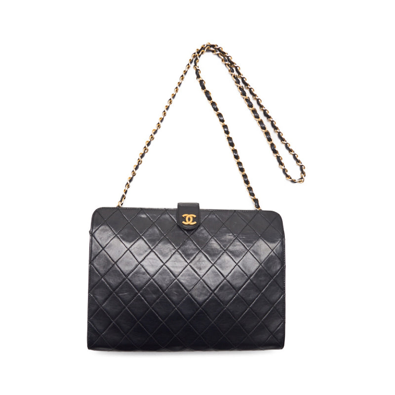 CHANEL 【CHANEL】Pushlock Square Chain Shoulder  Black  Shoulder Bag  【 Ship】【Free Shipping】