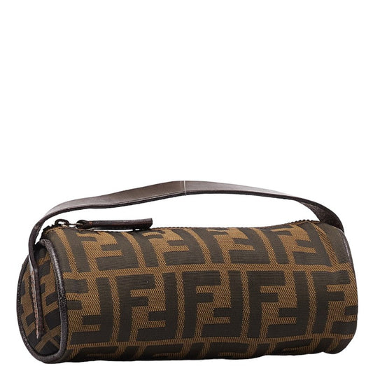 Fendi Zucca Pouch 26553 Brown Canvas Leather  Fendi